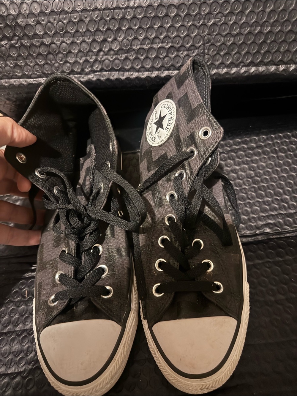 Converse Kids Black and White High-Top Sneakers with Star Patch
